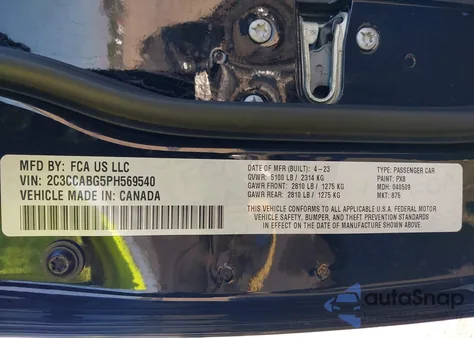 2023 Chrysler 300 300S z USA, uszkodzony, nr VIN 2C3CCABG5PH569540